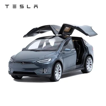 1:18 Tesla Model X Diecast Hračky Darček Kolekcie Model Auta pre Zobrazenie Ozdoby, Strieborný/Pearl White Kov,plasty,Gumy