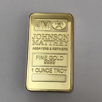 10 Ks Johnson Matthey 1 OZ 24K reálne pozlátené odznak 50 x 28 mm so suvenírmi mince
