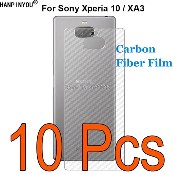 10 Ks/Veľa Pre Sony Xperia 10 / XA3 Odolné 3D Anti-odtlačkov prstov Transparentné Uhlíkových Vlákien Späť Film Screen Protector