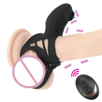 10 Rýchlosti Dospelých, Hračky, USB Nabíjanie Vibračný Penis Krúžky na Penis Krúžok Vibrátor Jazyk Lízať Klitorisu Vibrátory predčasnej Ejakulácie