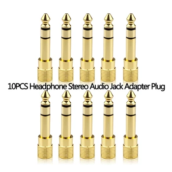 10PCS Zlato 6,3 mm Samec Konektor 3,5 mm Samica Konektor pre Mikrofón Stereo Slúchadlá Audio Adaptér Konektory