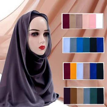 180 x 70 cm šatku Moslimských Šifón Hidžáb Šatku Ženy Farbou Šatka na Hlavu Zábal Islamskej Hijabs Šatku Darček