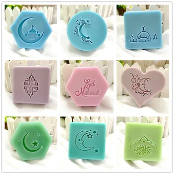 1PC Kreatívny Vzor Eid Mubahak Akryl Transparentný Tesnenie DIY Ručne vyrábané Mydlo Pečiatka Model Dekorácie