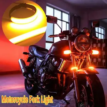 2 ks Univerzálne Motocyklové LED Vodotesný Šok Svetelné Pásy 12V Biela+Žltá Motocyklové Vidlice Svetlo Jednoduchá Inštalácia Úplne Nové