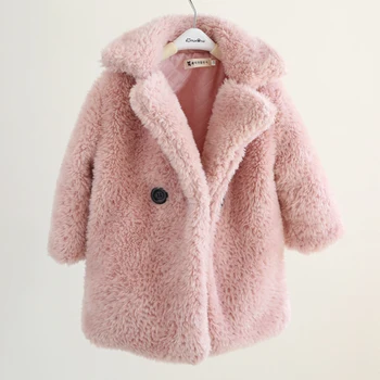 2020 Jeseň Zimný Kabát Pre Dievčatá Umelú Kožušinu Kabát Zahustiť Teplé Parkas Elegantné Dievčatá Dlhý Kabát Deti Snowsuit Deti Oblečenie