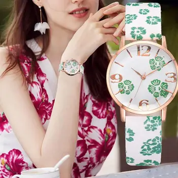 2021 Nový Kvetinový Ďatelina Vzor Hodinky pre Ženy, Štýlové Módne Luxusné Kožené Pútko Dámy Žena Náramkové Hodinky Reloj Mujer