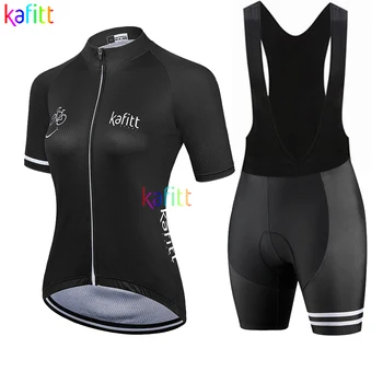 2021Kafitt Black Úsmev dámske Krátky Rukáv Jersey nohavice s Náprsenkou Sady MTB Tím Cyklistické Oblečenie Ropa Ciclismo Cestnej Gél Triatlon Jednotné