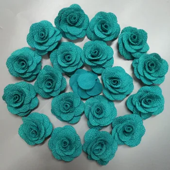 20Pieces/Taška Páva Modrá Ruža Ručné 3,5 CM Textílie Rose Bavlnenej látky Kvety Strane DIY Svadobné Kytice Nevesty Kvet Príslušenstvo