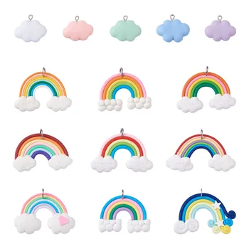 28pcs/set Krásne Živice Ílu Polyméru Cloud Rainbow Charms DIY Náušnice, Náramok, Prívesok Náhrdelník Príslušenstvo Šperky