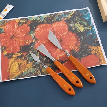 3 Ks Študent umenia dodávky gouache farby stierkou jednolôžková drevená rukoväť z nerezovej ocele maliarske palety nôž olejomaľba nôž
