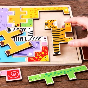 3D Drevené Puzzle Hry Zvierat DIY Duševného Logická Hračka Mozgu Školenie Rada Deti Skoro Vzdelávacie Hračky pre Deti,