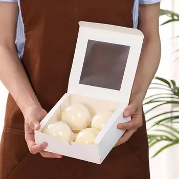 3ks Moderné Pečivo Boxy Dlho-trvajúce Recyklovateľné Biela Prenosné Cookies Košíčky Boxy