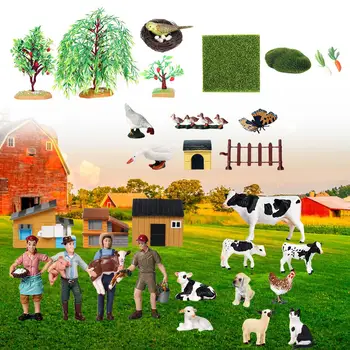 45Pcs Realisticky Poľnohospodár Údaje Playset s Poľnohospodár Bábiky Miniatúrne Mini Farmu Hračka Playset pre Tabuľku Dekor Farmy Hračka Ornament