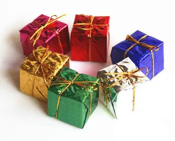 48pcs/veľa Vianočný Stromček Visí Mini 2,5 cm Štvorcových Pena Darčekovej krabičke, Prívesky, Ozdoby, Vianočné Dekorácie
