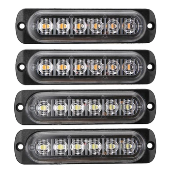 4pcs 6 LED Auto Truck Núdzové Svetlo Univeral Automobilový Flash Strobe Lights Vysoký Jas Autá Deň-čas Beží Lampa