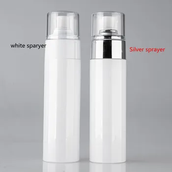 6ps/veľa 150 ml Bieleho Plastu Sprej Fľaše s White Silver Jemné Hmlu Postrekovač Toner Sprej Fľašiach Domov opätovné použitie
