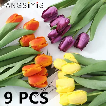9 KS rose simulácia kvety naozaj dotyk tulipán kvet domáce dekorácie svadobný darček k narodeninám domáce dekorácie
