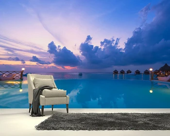 Abstraktných de parede Maledivy Infinity Bazén pupenec krajiny 3d tapeta,obývacia izba, spálňa stenu papiere domova nástenná maľba