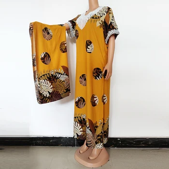 Africkej Ženy Dashiki Dlho Maxi Šaty 2021 Letné Šaty Dámske Appliques Tradičné Víla Šaty s Šatku