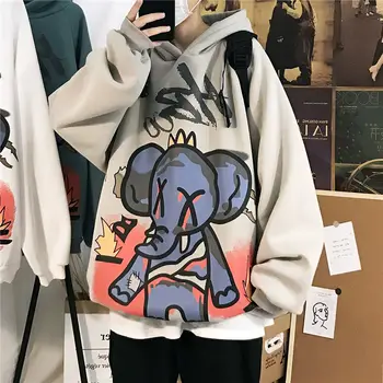 Anime Mužov Elefant Mikina Pre Chlapcov Príležitostné Voľné Hoodie Harajuku Dlhý Rukáv Muži Muži Oblečenie Roztomilé Zviera S Kapucňou, Kabáty Muž