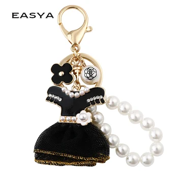 Black Pearl keychain Pre Ženy Sukne Tlačidlo Krúžky Kľúča Držiteľa Módne Šperky Taška na Príslušenstvo Darček