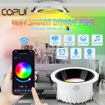 CORUI 15W 4 cm Smart Led Downlight Tuya -kompatibilné Oka Farieb RGB WW CW 110V 220V Voice Smart APP Ovládanie Inteligentných Domov