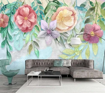 Dekoratívne tapety Malé čerstvé ručne maľované akvarel kvet pozadí na stenu