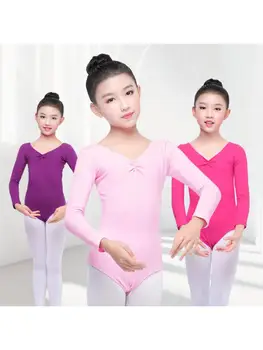 Deti, Tanečné Oblečenie na Jeseň Dievčatá Praxi Dlho Puzdre Balet Čínsky Stupeň Skúšky Jeden kus Výkon 4-12T