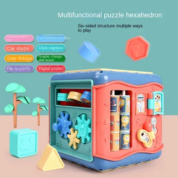 Detská Hračka Šesť Jednostranný Box Baby Tlieskať Bell Telo Puzzle Vzdelávania v Ranom veku 0-3 Rokov Vzdelávania Multi-tvárou Inteligentný Dom