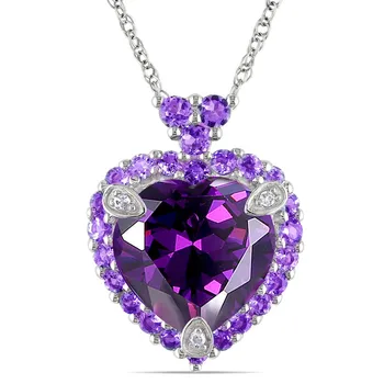 Elegantné Fialové Srdce Crystal Ametyst Diamantov, drahých Kameňov Prívesok Náhrdelníky pre Ženy Biele Zlato Strieborná Farba Choker Šperky, Darčeky