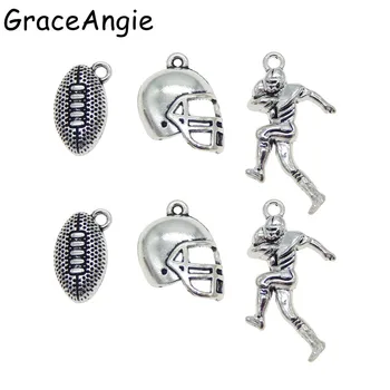 GraceAngie 30PCS Americký futbal Športové Prívesok Charms Šperkov Náhrdelník, Takže Zistenia Rugby