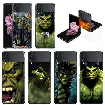 Hulk Marvel Hrdinu Shockproof Kryt pre Samsung Galaxy Z Flip 4 3 5 G Pevný Čierny Telefón Prípade Segmentácie Chrániť Kryt Coque Capa