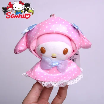 Japonský Pršiplášť Sanrio Melódie Kuromi Hello Kitty Cinnamoroll Hračka Bábika Prívesok Taška Visí Mäkké Dievčatá Bábiky Ornament Dar 12 cm