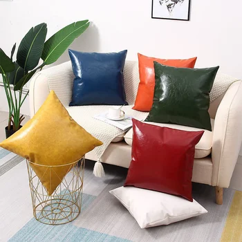 Jednofarebné PU Kožené Pillowcover Obývacia Izba Dekoratívne Hodiť Vankúš Office Gauč Vonku obliečka na Vankúš 40835