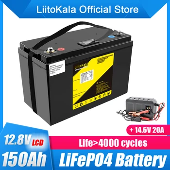 LiitoKala 12.8 v 150AH lifepo4 batérie s LCD displejom 12V 150Ah pre RV Xenon svetlo Slnečnej energie skladovanie Invertor 14.6V20A