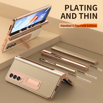 Luxusný Kožený Kryt Závesu Prípade Pero Slot pre Samsung Galaxy Z Násobne 2 3 4 v Prípade Pero s Magnetickým Držiakom na Galaxy Násobne 4 Case
