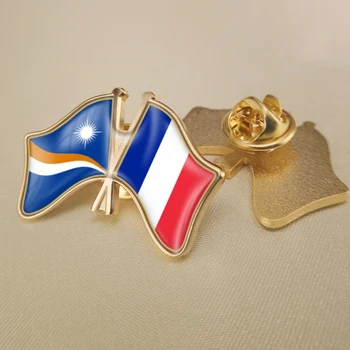 Marshallove Ostrovy a Francúzsko Prešiel Dvakrát Priateľstvo Vlajky Preklopke Kolíky Brošňa Odznaky