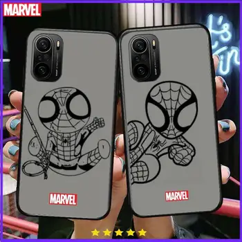 Marvel Spiderman Telefón puzdro Pre xiao redmi POCO F1 F2 F3 X3 Pro M3 9C 10 TON Lite NFC Čierny Silikónový Kryt Späť Prett mi 10 ultra