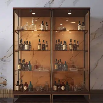 Moderné a jednoduché nehrdzavejúcej ocele, skla víno kabinet, svetlo luxusné domácnosti oblasť poschodí kabinetu SUS 304