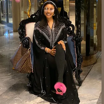 Moslimské Oblečenie Kaftan Abaya Ženy Kimono Dubaj Otvoriť Abayas Turecký Kamene Šifón Šaty S Kapucňou Elegantné Afriky Plus Veľkosť 2021