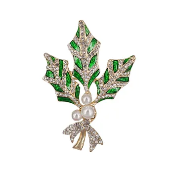Móda Podpora Crystal Leaf Brošne Vintage Zelenej Farby, Brošňa Pre Ženy, Mužov Golier Na Košeli Klip Hidžáb Pin Up Luk Pin Brošňa