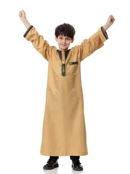 Móda Polyester thobe pre mužov moslimské oblečenie detí kaftan deti abaya