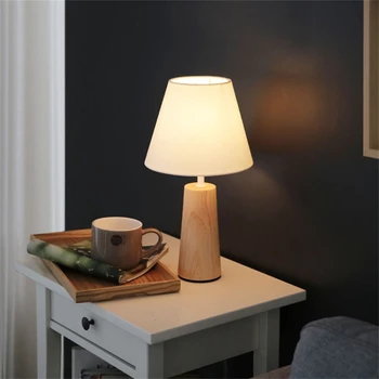 Nordic Drevené Stolové Lampy, Látkové Tienidlo Spálňa Posteli Štúdia Hotel Stôl lampy Dekor Luminaria Čítanie Osvetlenie E27 Tabuľka Svetlo