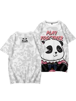 Novej pánskej Módnej Značky Páry Červená Panda Crewneck Vytlačené Voľné Krátky Rukáv Bunda Päť Sleeve T-shirt Motýľ Handričkou