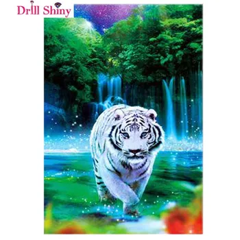 Nové Príchode Domov Dekor Zvierat DIY Diamond maľovanie Tiger vo Vode 3D cross stitch mozaiky výšivky Drahokamu Needleworks