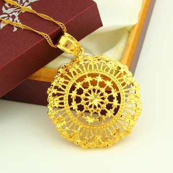 Nový Prišla Móda Etiópskej Kolo Kvet zlatá farba Afriky Prívesok Náhrdelník Módne Šperky, Darčeky Pre Ženy, Mužov