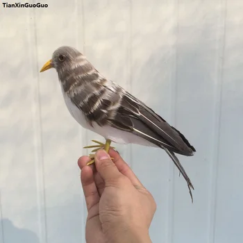 o 25 cm simulácia sparrow vták model polyetylénu&sivé perie vtákov, remeselníkov, záhradnej dekorácie s1116