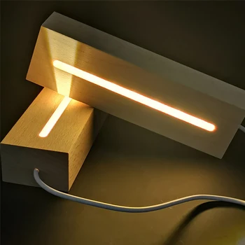 Obdĺžnik Displej Podstavec LED Eco-friendly Drevené Osvetlené Základný Stojan s USB Osvetlené Základný Stojan Podstavec