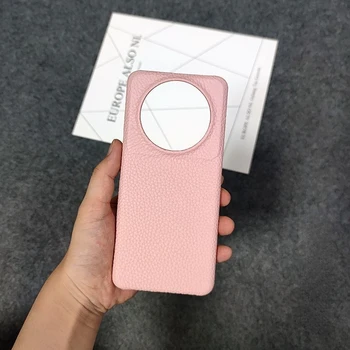 Pravá Koža Materiál Ručné Luxusný Telefón Prípade Xiao Mi 12s Ultra Prípade Iny Štýl, Pevný Kryt Ružový