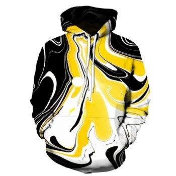 Pánske Grafika s Kapucňou Žltá Grafické Hoodies Abstraktné Mikina Textúra Top La Hip Hop Topy 3D Psychedelic Tlačiť Hore